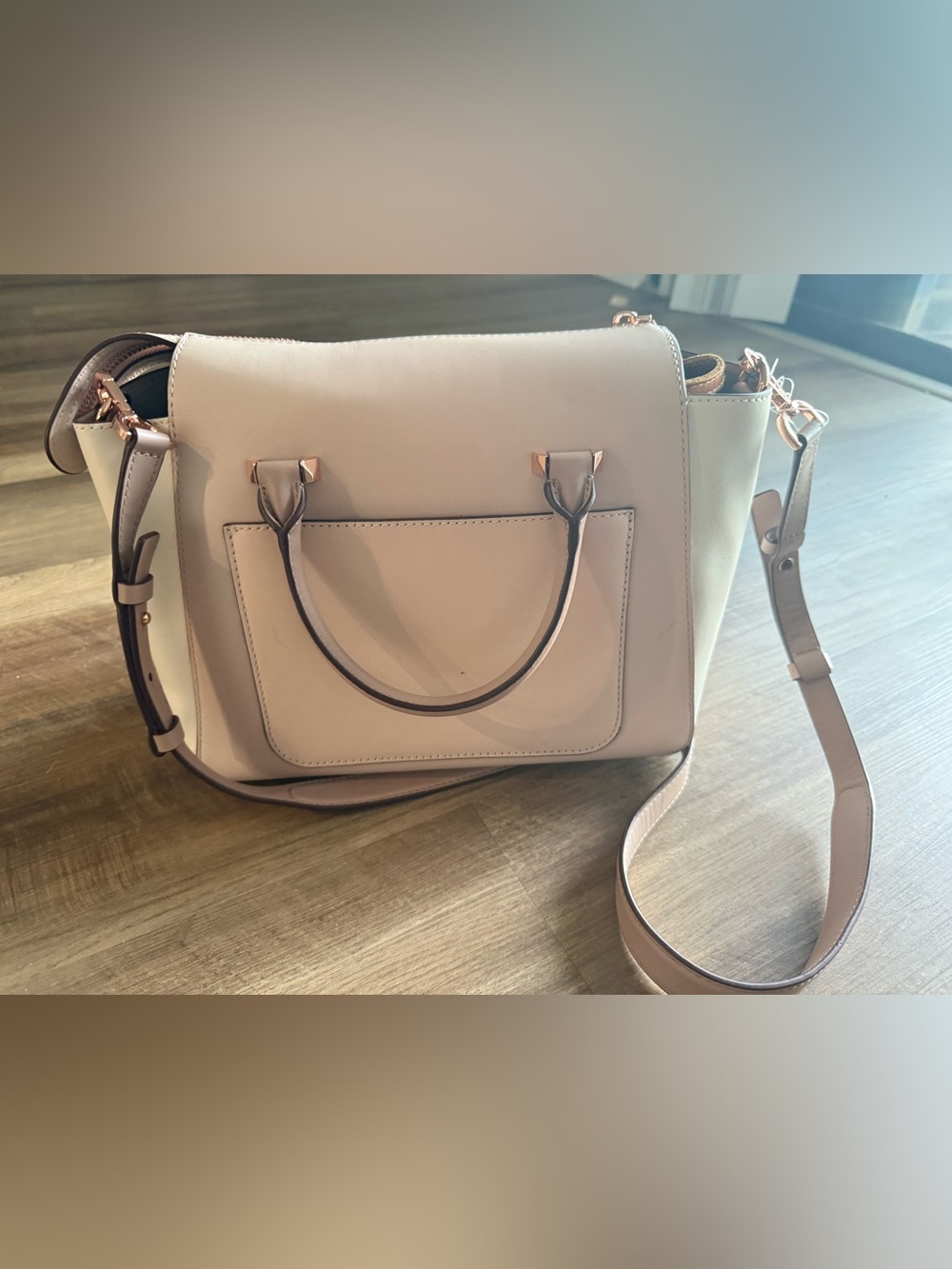 Michael Kors Blush and Cream Leather Satchel with Strap - Picture 3 of 7